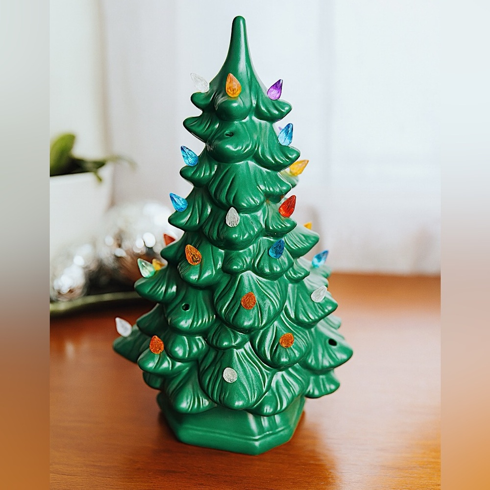 Vintage Ceramic Christmas Tree with Lights | Retro Holiday Decor